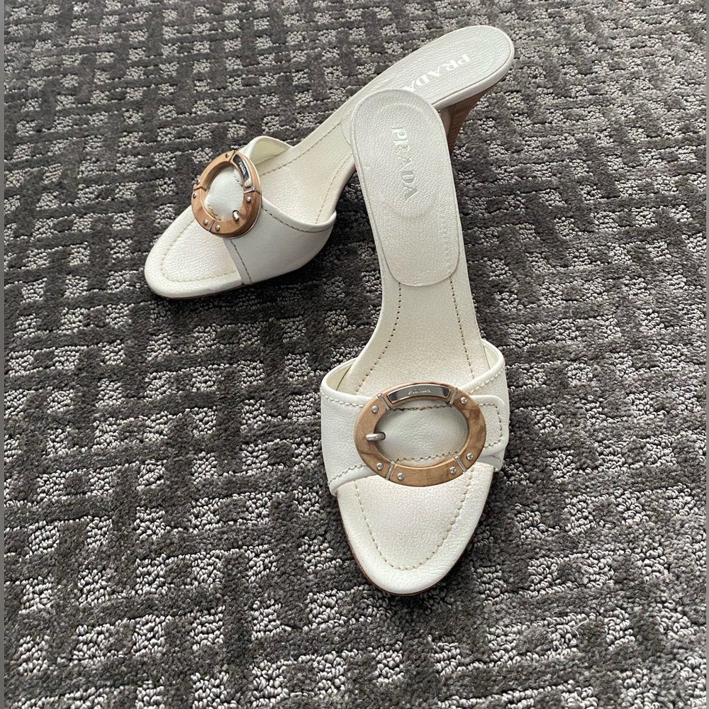 Prada Shoes | Prada Authentic Sandals | Color: Cream | Size: 41